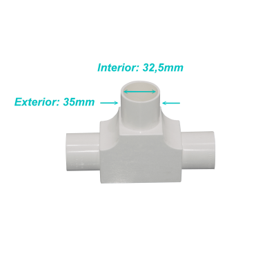 PVC32-TT LINKCHIP Derivación en T con Tapa para Tubería de PVC Blanco de 32mm
