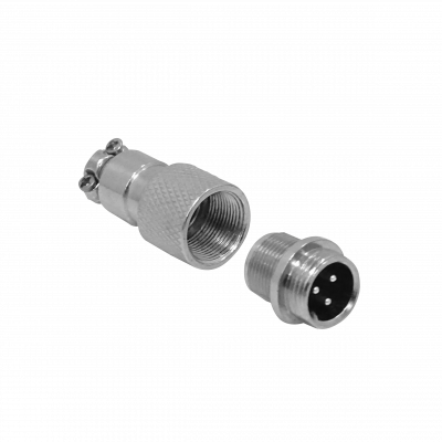 GX12MV-3 Conector Aéreo Macho 3 contactos GX12 Soldable Grado Aviación