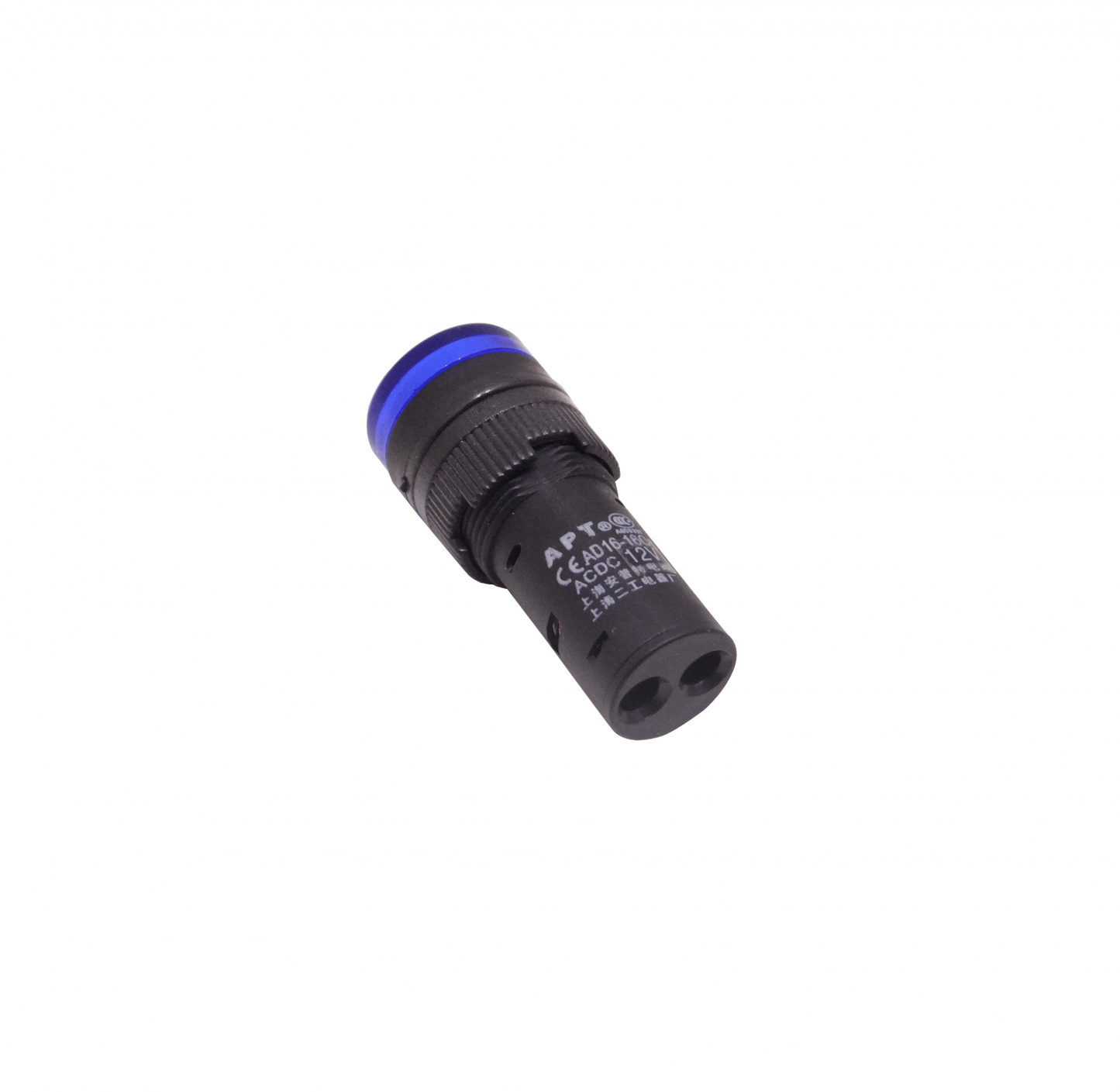 PILOTO-LED-A-12V Azul Indicador Luminoso LED 12VCC/CA 15mm-diámetro 19mm-cabezal 45mm-alto