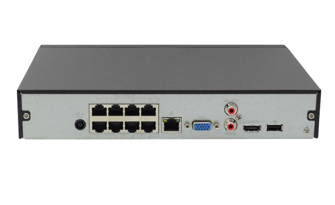 NVR4116-8P DAHUA NVR 16-Canales-IP 8-Puertos-PoE 5 Megapíxeles H.264 HDMI VGA 2-USB 1xSATA6TB 2RCA SMA