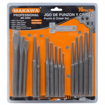 MK-0065. MAKAWA Kit de Punzones y Cinceles 16 piezas Juego de Punzón y Cincel