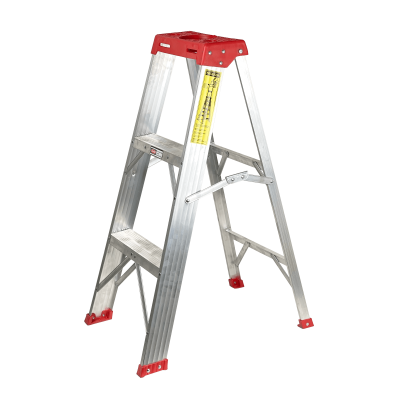 ESAL-903 Taburete plegable de tijera en aluminio con 3 escalones, altura de 0,9 metros y capacidad de carga de 90 kilogramos, escalera de 0,91 metros