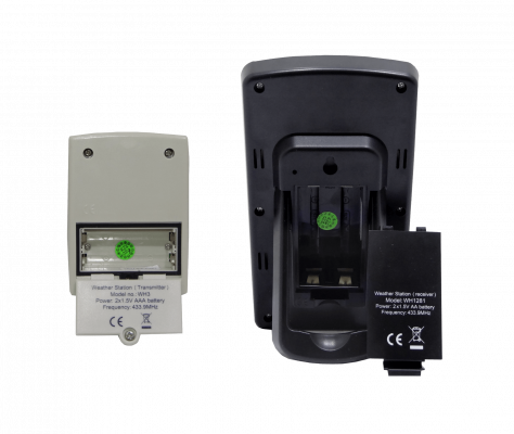 WH1281 Doble-Sensor Temperatura Humedad Cronómetro 2-AA/2-AAA Dispositivo Portátil Meteorológico 433MHz