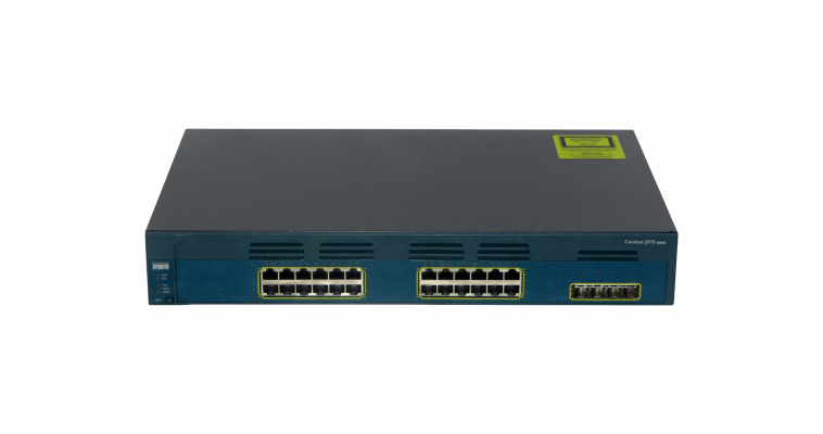 WS-C2970G-24TS-E CISCO REACONDICIONADO 24 Puertos 1000 4 Ranuras SFP Consola RS232-RJ45/DB9-H Conmutador Montable en Rack 1.5U