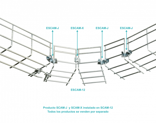 ESCAM-J LINKCHIP Pieza para Curva sin Tornill p/Escalerilla Canasto Malla Hilo
