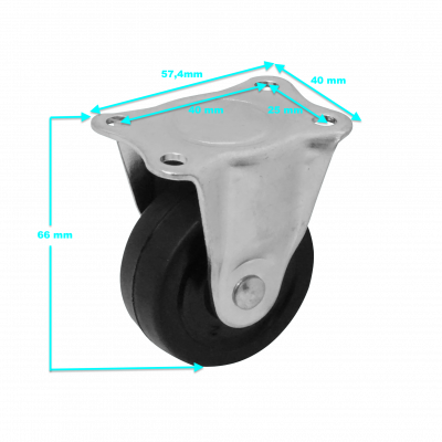 RUEDA-2 Rodaja 2-pulgadas Estacionaria Negra Capacidad-25Kg 40x57,5x66mm