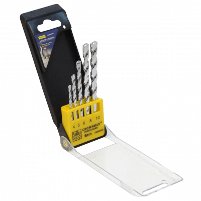 BROCAS-CONCRETO Juego de 5 mechas para hormigón medidas 4x74mm 5x84mm 6x99mm 8x119mm 10x119mm CM-BR45001