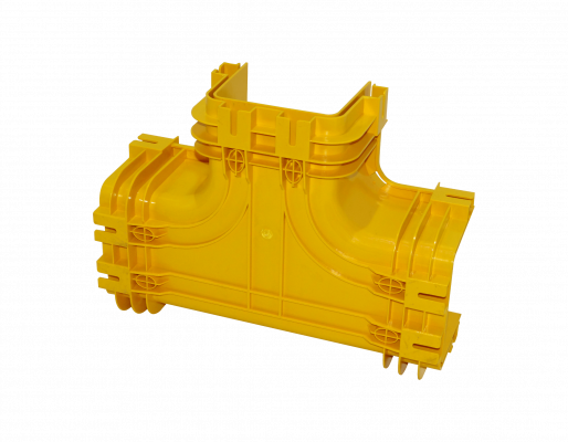 CCA-120-TH. Derivación horizontal en Tee amarilla de 120x100mm PC+ABS LSZH hembra