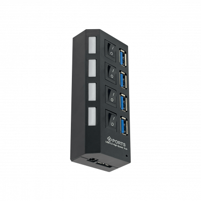HUB4-30 HUB 4-Puertos USB3.0 1-AM 4-AH Switch Independiente inc-Cable USB