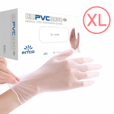 GUANTEX 100-unidades Tamaño-XL 50-pares Guantes PVC Blanco Descartable Extra-Grande