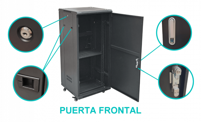 RK27-6LF Rack 27U Ciego Fondo-60cm Ancho-19pulg Piso Ruedas Bandeja-30cm PDU