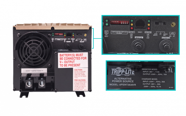 APSINT3636VR TRIPPLITE 3600W/7200W 36VDC 230VAC Inversor/Cargador PWM requiere baterías
