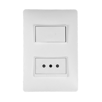 PU1214 BTICINO Módulo Interruptor-Tomacorriente 9/12, 10A, Estándar Nacional, Línea Luzica