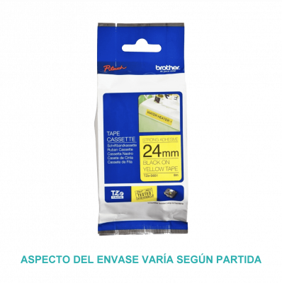 TZE-S651 BROTHER E-P Cinta de 24mm Impresión Negra sobre Base Amarilla 8 metros para PT-E550WVP/D600VP