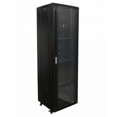 RK42-6L LINKMADE Armario rack de vidrio 42U 600mm fondo 60cm con turbina, PDU y bandeja color negro