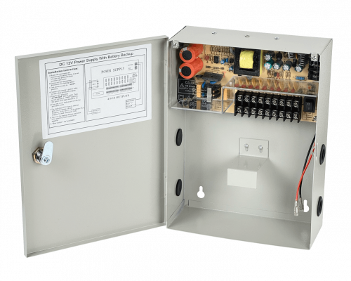 F12-3H CCTV Fuente de Alimentación con Respaldo de Batería 12V 3A 9 Canales de Salida Gabinete con Cerradura Entrada 100-240V Conector C13