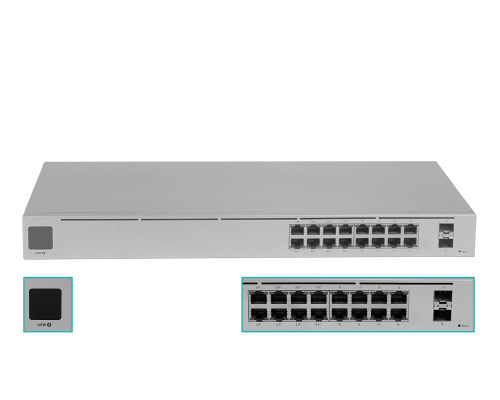 USW-16-POE-LIQ. UBIQUITI REACONDICIONADO Conmutador 42W-total Bastidor 16-1000-8-PoE 48af/52at 2-SFP requiere-U