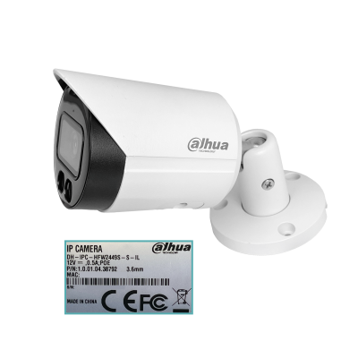 CAMI-BALA43 DAHUA Bala 4MP fijo-3,6mm IP67 PoE IR30mt Cámara IP WizSense HFW2449SP