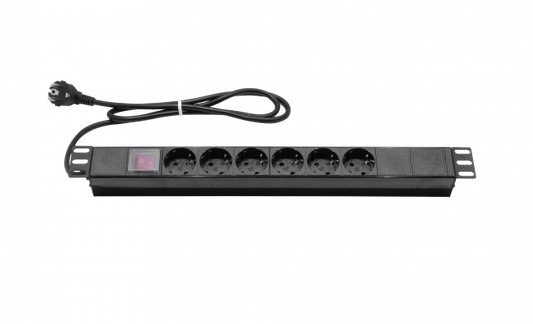 RG6SH PDU 16A Enchufes 6-Hembra-Schuko in-Schuko Rack cable1,8m inc/M6-4KIT