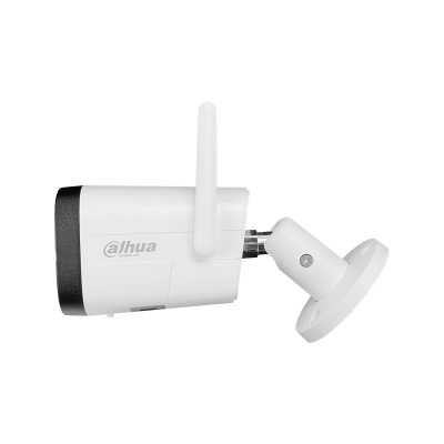 HFW1430. Cámara DAHUA tipo Bala 4 Megapíxeles 2,8mm Inalámbrica 2,4GHz Ranura MicroSD Protección IP67 Alcance 1-100 30 metros Incluye fuente 12Vcc