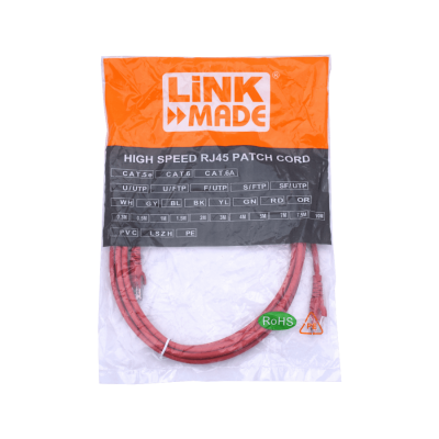 CP6R-30L LINKMADE 3mt Cat6 U/UTP Rojo LSZH Cable Patch Inyectado Multifilar