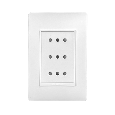 PU1313 BTICINO Toma múltiple armado bornera 3 enchufes 10A estándar nacional 250V blanco LÚZICA