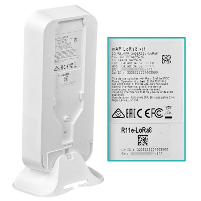WAP-LR8 MIKROTIK Punto de Acceso LoRaWAN 863-870MHz, 1 Ranura SIM, Conector u.FL Externo, WiFi 2.4GHz 22dBm, Antena 2x2 2dBi, RouterOS Nivel 4