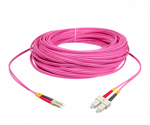 JF4LC50 LSZH 50metros LC-SC OM4 Multimodo MM Dúplex Latiguillo Fibra 50/125um 3mm