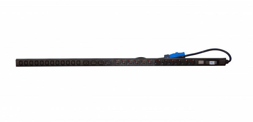 PDU-VERTICAL. Distribuidor eléctrico vertical 32A 8000W 12-C13 4-C19 12-Schuko/6-IH Medición/Volt-Amp 1x32A