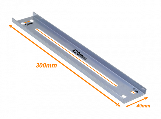 CCA-30C 30cm 4-Perfil Carril Metálico Ranurado Sujeción para CC-120 301x49x13mm