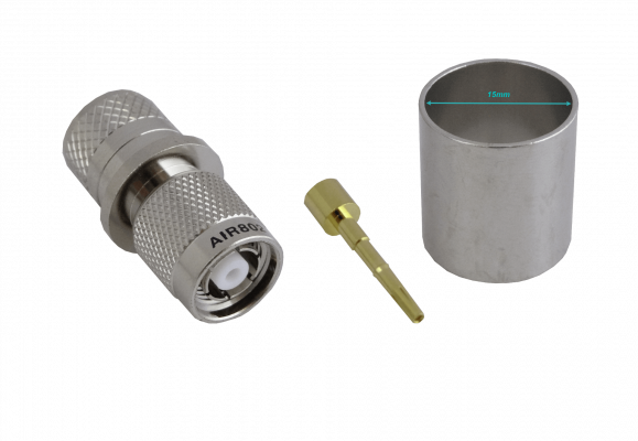 ZM6C. RPTNC-Macho LMR600 Conector Coaxial para crimpar y soldar CA600