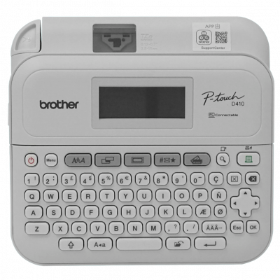 PT-D410 BROTHER QWERTY Rotuladora no-USB TZ3,5-18mm inc/6-AA opcion/fuente-12V