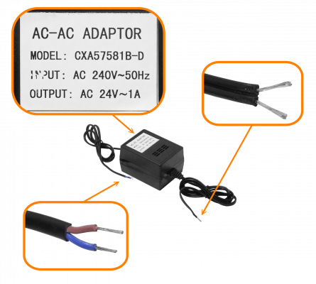 F24-A24 Transformador Fuente de Alimentación 24VAC 1A 24W con Cables Sueltos 1000mA