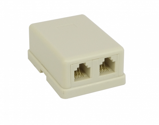 RST-1124 Roseta de Superficie 2-RJ11 6P4C Doble Marfil/Beige con 8-tornillos