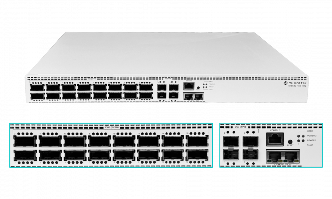 CRS520-4XS-16XQ-RM MIKROTIK 16-QSFP28-100G 4-SFP28 2-10G Conmutador L5 2-220VAC req-C13