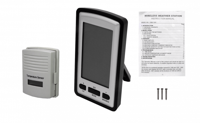 WH1281 Doble-Sensor Temperatura Humedad Cronómetro 2-AA/2-AAA Dispositivo Portátil Meteorológico 433MHz