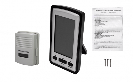 WH1281 Doble-Sensor Temperatura Humedad Cronómetro 2-AA/2-AAA Dispositivo Portátil Meteorológico 433MHz