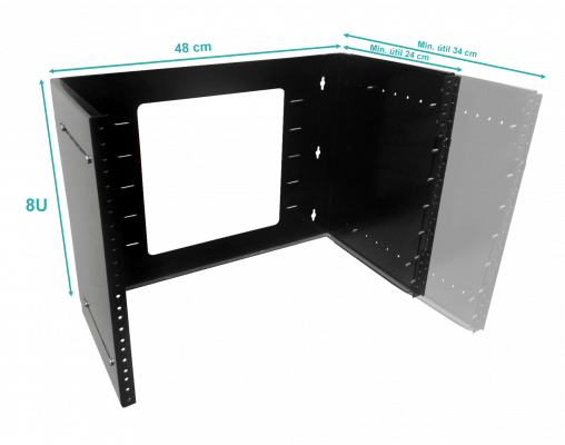 RKB08-3L. LINKMADE 8U BRACKET MURAL ABIERTO AJUSTABLE C/Bisagra