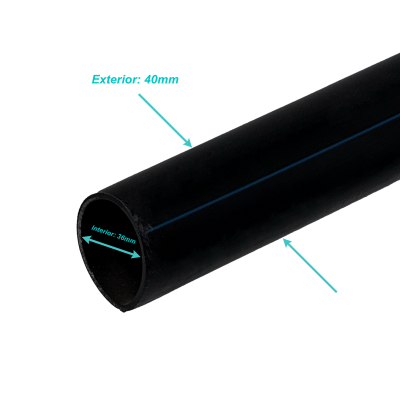 PLAN-4 Rollo de 100 metros de Plansa Negra de Polietileno Reciclado HDPE, ancho exterior 40mm, espesor 2.2mm