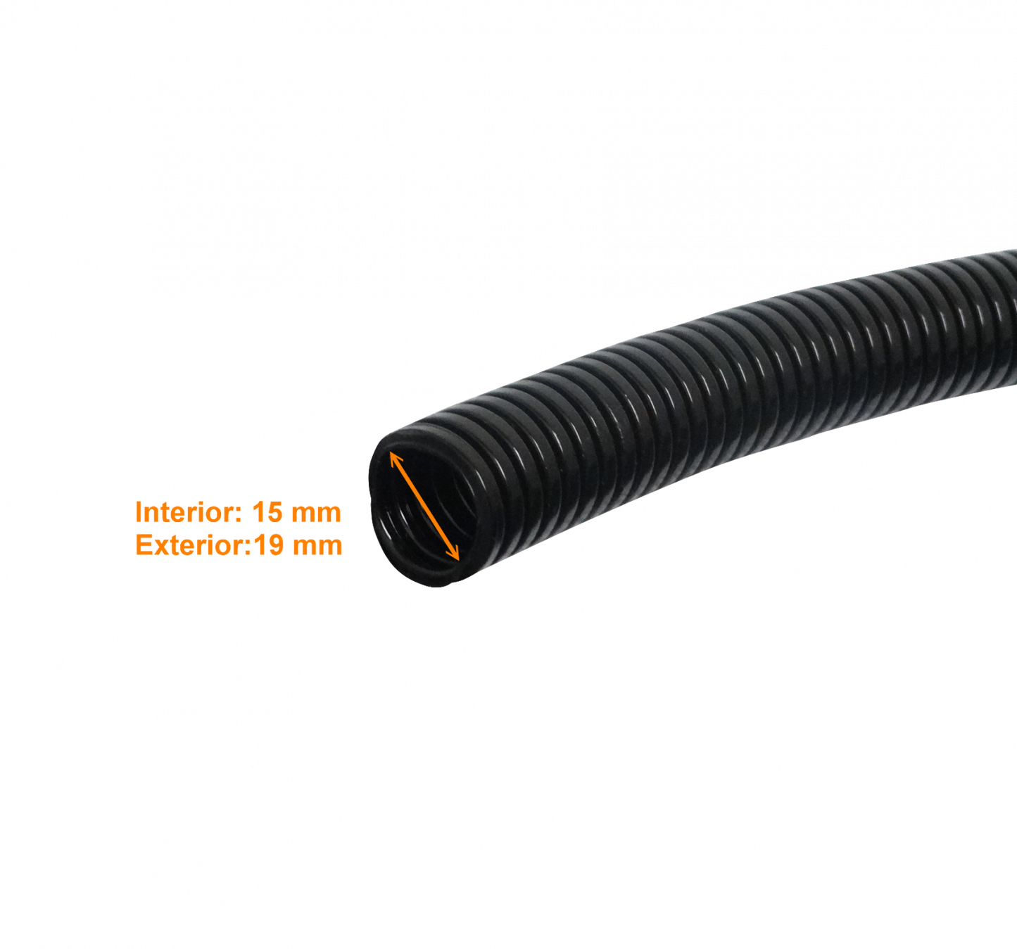 FLEP19 19mm Bobina-100mts 15mm-in Tubería Flexible Plástica Corrugada Negra PA