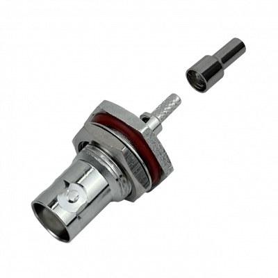 BH1E Conector coaxial crimpeable BNC-Hembra para panel con cable RG316 de 13mm de diámetro CA100