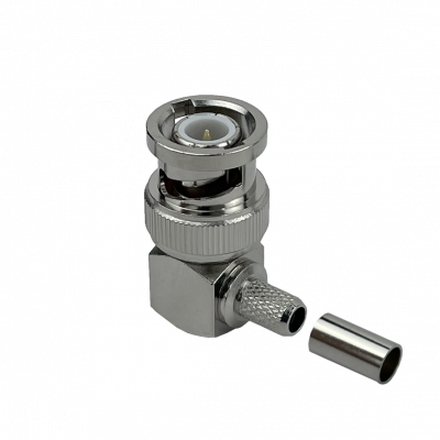 BM2J Conector BNC macho acodado 90 grados crimpeable para cable LMR195 RG58 RG142
