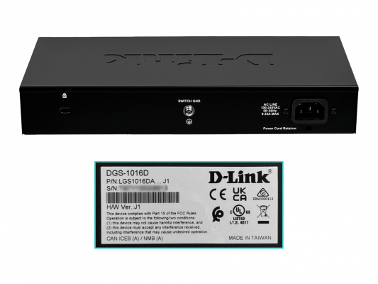 DGS-1016D D-LINK Switch Gigabit No Gestionable de 16 Puertos-1000 para Rack incluye-12V