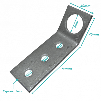 MAST-FA LINKMADE SUJECIÓN PARA VIENTOS CON PERFORACIÓN ANGULAR 80x40x3mm Galvanizado