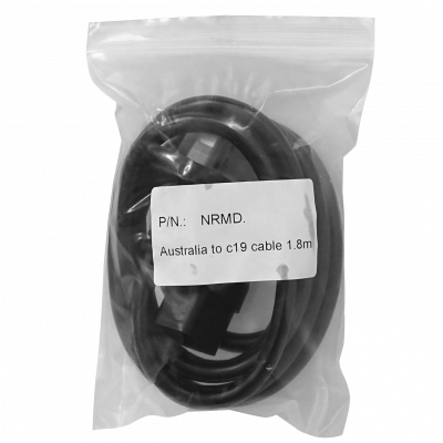 NRMD Cable de Alimentación Macho-C19 a Hembra-C19 Negro 1,8 metros Tipo-I=Argentina/Australia