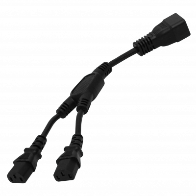 CDMC2 2-C13-Hembra-10A 1-C20-Macho-16A Cable Poder 8+5cm Negro