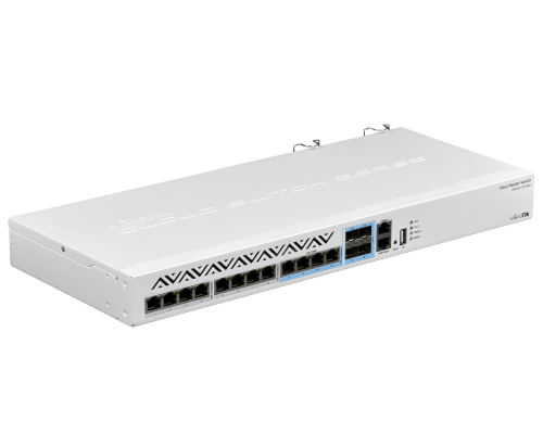 CRS312-4C+8XG-RM Switch MIKROTIK que requiere 2 cables C13 con 8 puertos de 10G, 4 puertos combo SFP+ de 10G y 1 puerto de consola con sistema operativo de licencia nivel 5