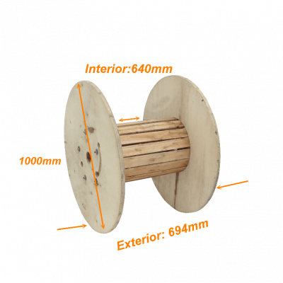 CARE-4 Diámetro-100cm Ancho-70cm Bobina Vacía de Madera para Cable de Fibra Óptica