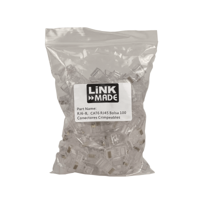 RJ6-B CAT6 RJ45 Bolsa 100 Conectores Crimpeables
