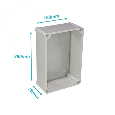 TJ-AT-2819-1 TIBOX 280x190x180mm Caja ABS IP66 Cubierta Transparente con Placa de Aluminio